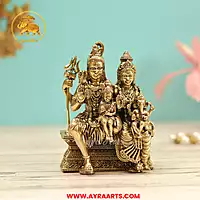 Premium Brass Shiv Parivar Shiva Parvati Ganesha Kartikeya Murti Pooja Idol - 4 Inch Height