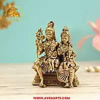 Premium Brass Shiv Parivar Shiva Parvati Ganesha Kartikeya Murti Pooja Idol - 4 Inch Height