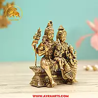 Premium Brass Shiv Parivar Shiva Parvati Ganesha Kartikeya Murti Pooja Idol - 4 Inch Height