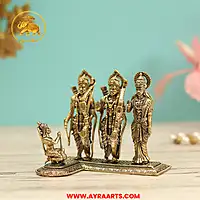 Premium Brass Ram Darbar Shri Ram Sita Lakshman Hanuman Ram Parivar Murti Pooja Idol - 3.1 Inch Height