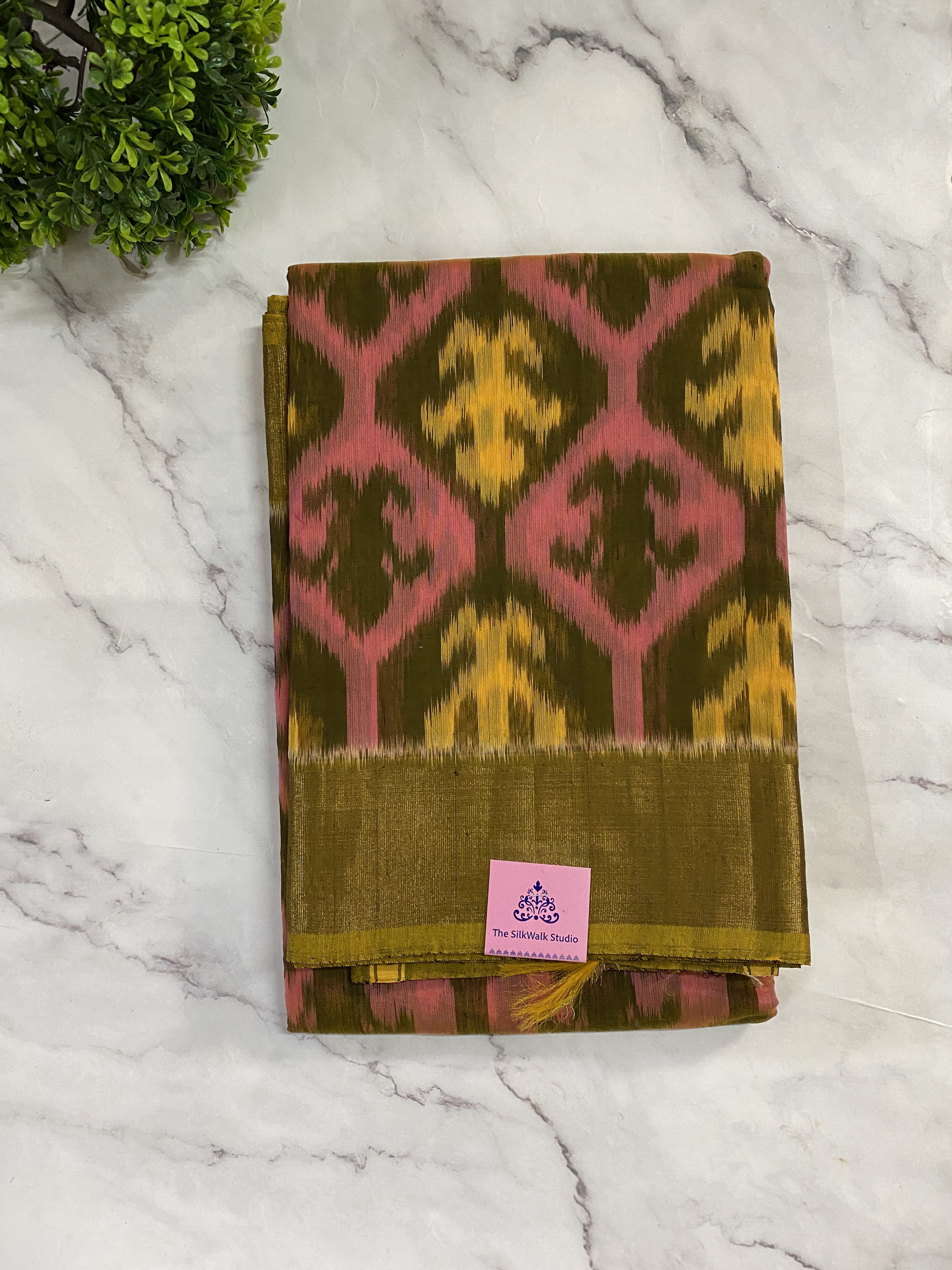 Subodini - Ikkat Kora Silk Cotton Sarees 9596