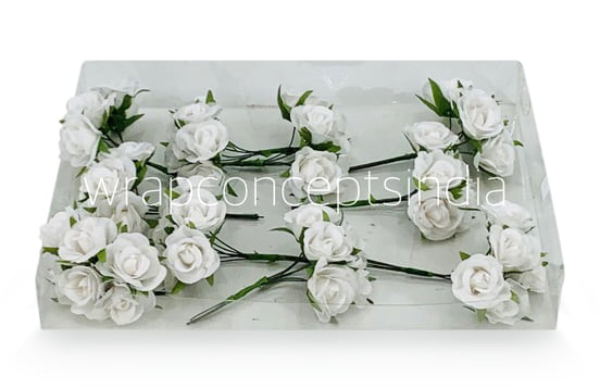 Rose Flowers on Stick - White
