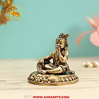 Premium Brass Makhan Chor Bala Gopal Krishna Kanhaiya Makhan Khata Laddu Gopal Murti - 3 Inch Height