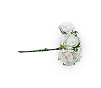 Rose Flowers on Stick - White