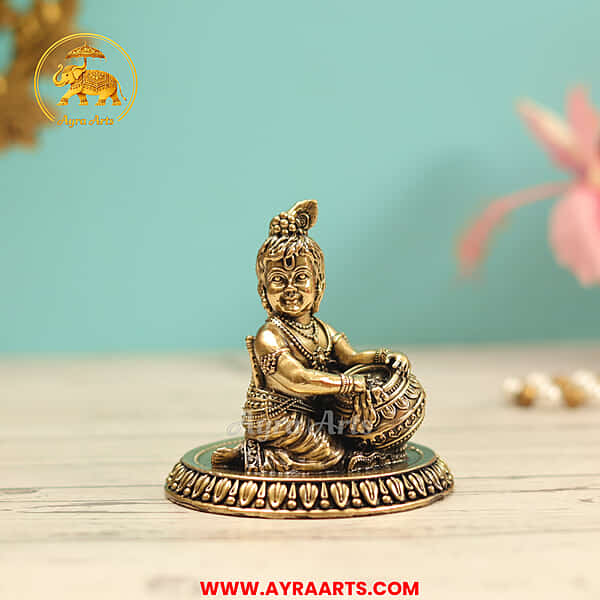 Premium Beautiful Makhan Chor Bal Gopal Krishna - 3 Inch Height