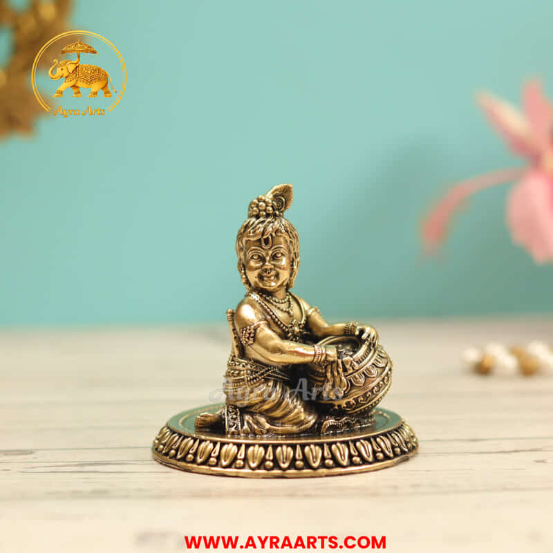 Premium Beautiful Makhan Chor Bal Gopal Krishna - 3 Inch Height