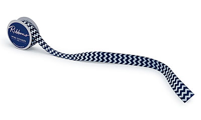 Turquoise Blue & White Chevron Pattern-DeepSkyBlue-10 yards-3 cms