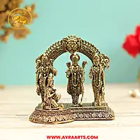 Premium Brass Ram Darbar Shri Ram Sita Lakshman Hanuman Ram Parivar Ayodhya Murti - 4 Inch Height