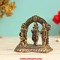 Premium Brass Ram Darbar Shri Ram Sita Lakshman Hanuman Ram Parivar Ayodhya Murti - 4 Inch Height