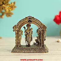 Premium Brass Ram Darbar Shri Ram Sita Lakshman Hanuman Ram Parivar Ayodhya Murti - 4 Inch Height