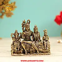 Premium Brass Shiv Parivar Shiva Parvati Ganesha Kartikeya Murti Pooja Idol - 7 Inch Height