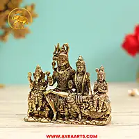 Premium Brass Shiv Parivar Shiva Parvati Ganesha Kartikeya Murti Pooja Idol - 5.5 Inch Height