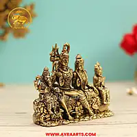Premium Brass Shiv Parivar Shiva Parvati Ganesha Kartikeya Murti Pooja Idol - 7 Inch Height