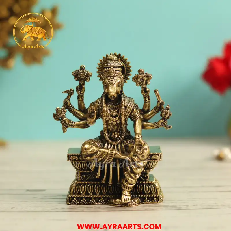 Premium Brass Varahi Devi Varahi Amman Shakti Murti Pooja Idol - 4 Inch Height