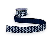 Turquoise Blue & White Chevron Pattern-DeepSkyBlue-10 yards-3 cms