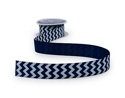 Turquoise Blue & White Chevron Pattern-DeepSkyBlue-10 yards-3 cms