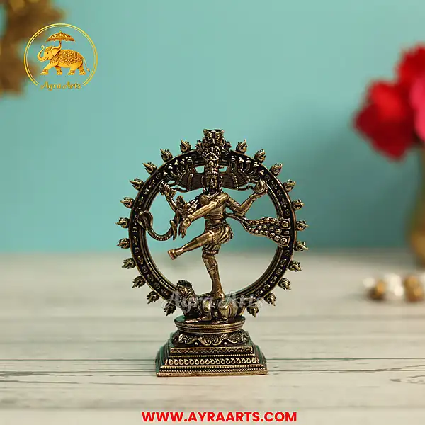 Premium Brass Nataraja Shiva Nataraj Tandava Mahadev Nritya Murti Pooja Decor - 3 Inch Height