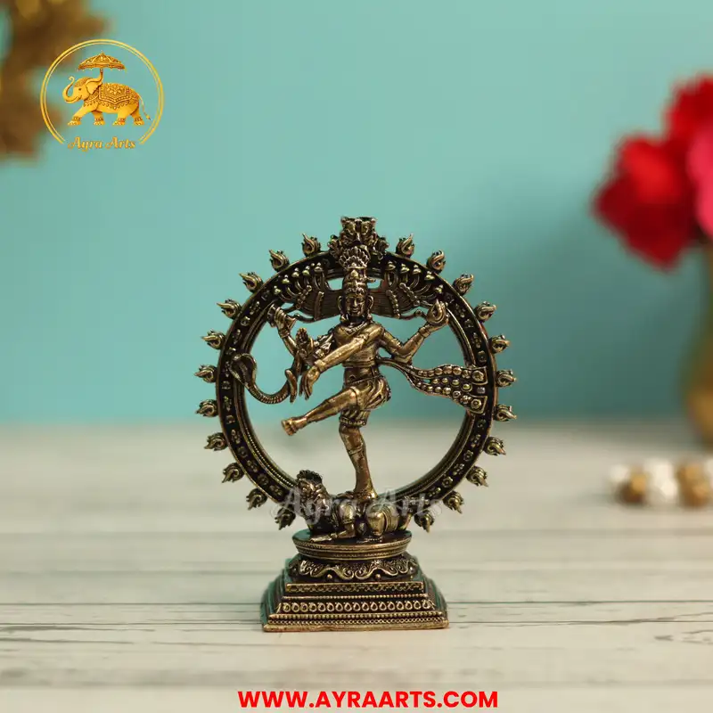 Premium Brass Nataraja Shiva Nataraj Tandava Mahadev Nritya Murti Pooja Decor - 3 Inch Height