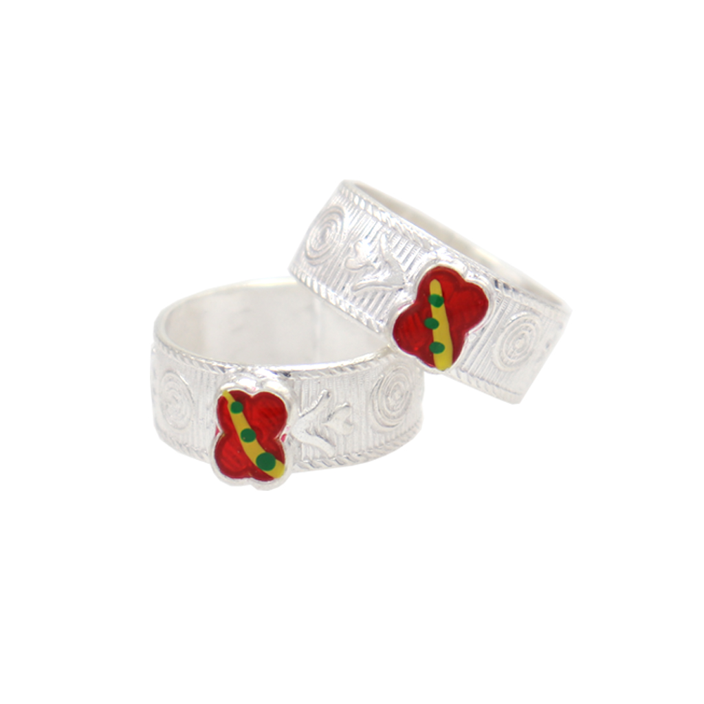 Silver Toe ring, Metti with enamel