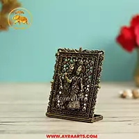 Premium Brass Radha Krishna Radha Madhav Yugal Jodi Table Frame Gift Pooja Home Decor - 3 Inch Height