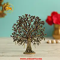Premium Brass Kalpavriksha Tree Of Life Vriksha Kamadhenu Vastu Home Decor - 4.2 Inch Height