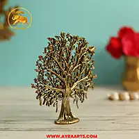 Premium Brass Kalpavriksha Tree Of Life Vriksha Kamadhenu Vastu Home Decor - 4.2 Inch Height