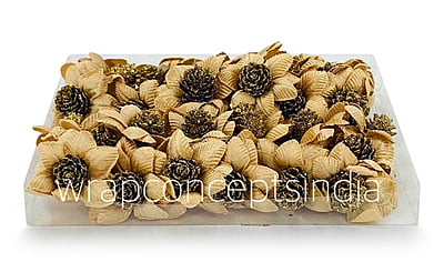 Beige Gold Flowers with Glitter Pine