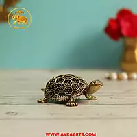 Premium Brass Tortoise Kachhua Kurma Vastu Feng Shui Turtle Murti Home Decor - 3.2 Inch Length
