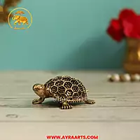 Premium Brass Tortoise Kachhua Kurma Vastu Feng Shui Turtle Murti Home Decor - 3.2 Inch Length