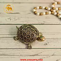 Premium Brass Tortoise Kachhua Kurma Vastu Feng Shui Turtle Murti Home Decor - 3.2 Inch Length
