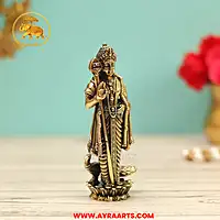Premium Brass Subramanya Karthikeya Murugan With Peacock - 4 Inch Height