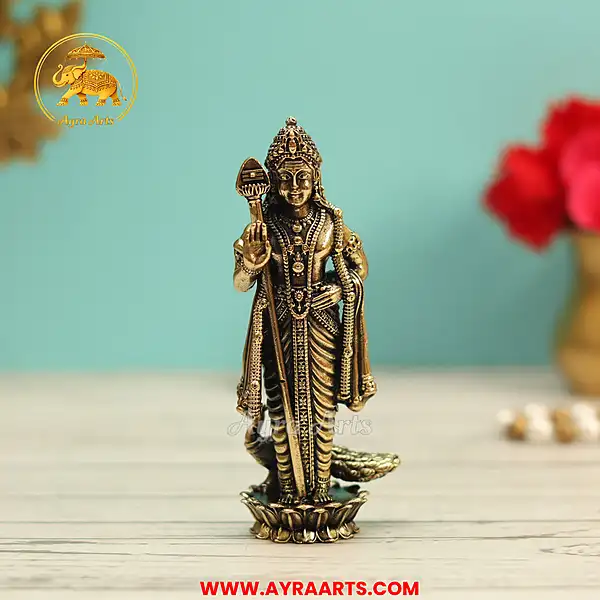 Premium Brass Subramanya Karthikeya Murugan With Peacock - 4 Inch Height