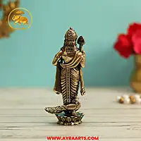 Premium Brass Subramanya Karthikeya Murugan With Peacock - 4 Inch Height