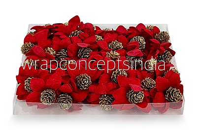 Red Flowers with Glitter Pine