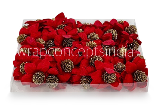 Red Flowers with Glitter Pine