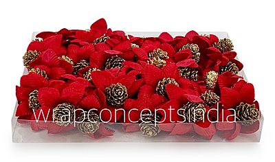 Red Flowers with Glitter Pine
