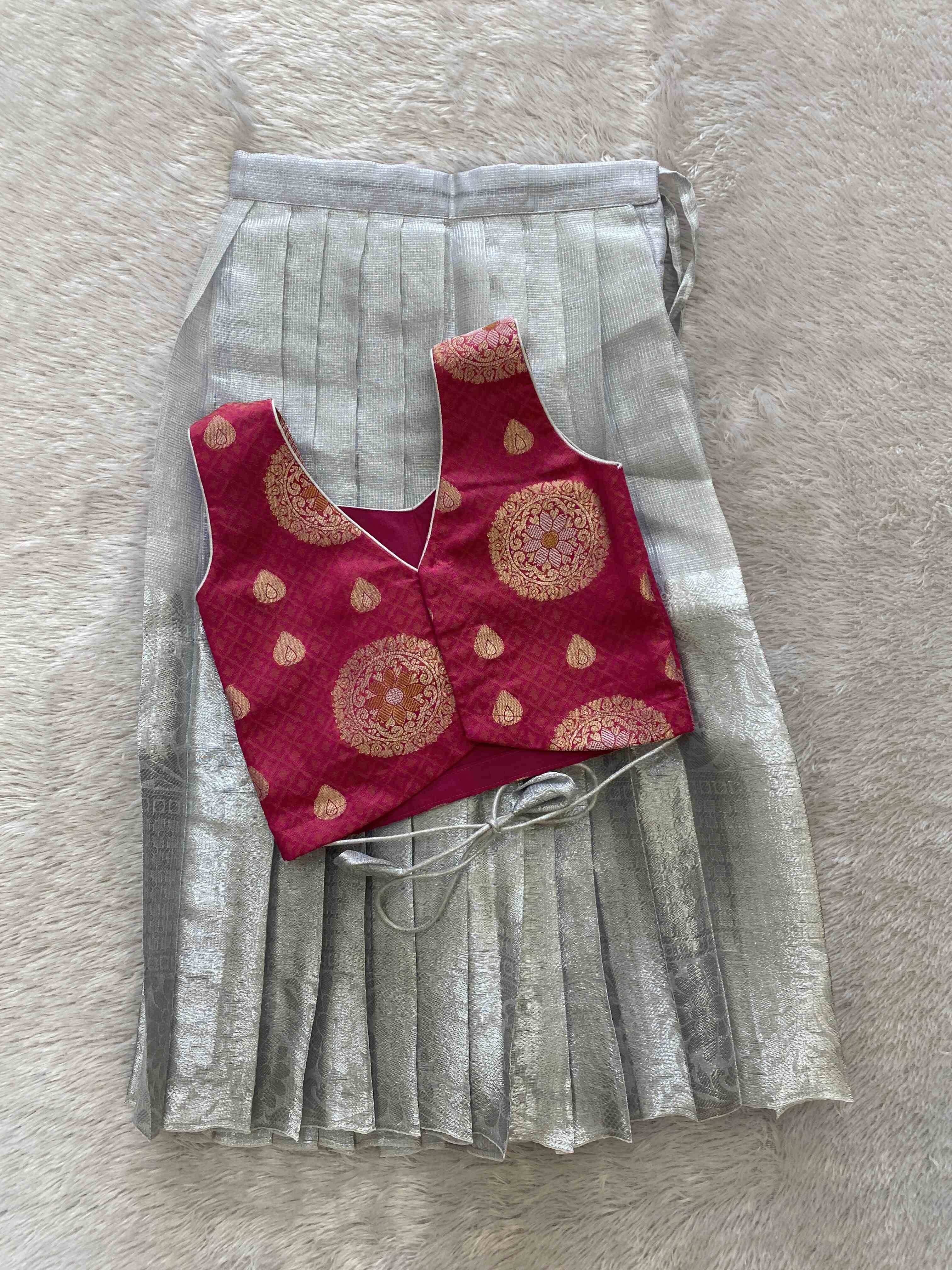 Anju - The Traditional Lehenga in Tissue Skirt (Beige) That5