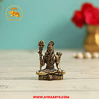 Premium Brass Shiva Chaturbhuja Mahadev Shankar Bholenath Murti Four Hands Pooja Idol - 2 Inch Height
