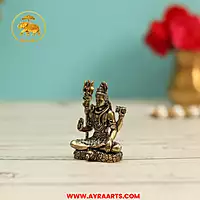 Premium Brass Shiva Chaturbhuja Mahadev Shankar Bholenath Murti Four Hands Pooja Idol - 2 Inch Height
