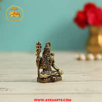 Premium Brass Shiva Chaturbhuja Mahadev Shankar Bholenath Murti Four Hands Pooja Idol - 2 Inch Height