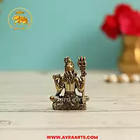 Premium Brass Shiva Chaturbhuja Mahadev Shankar Bholenath Murti Four Hands Pooja Idol - 2 Inch Height