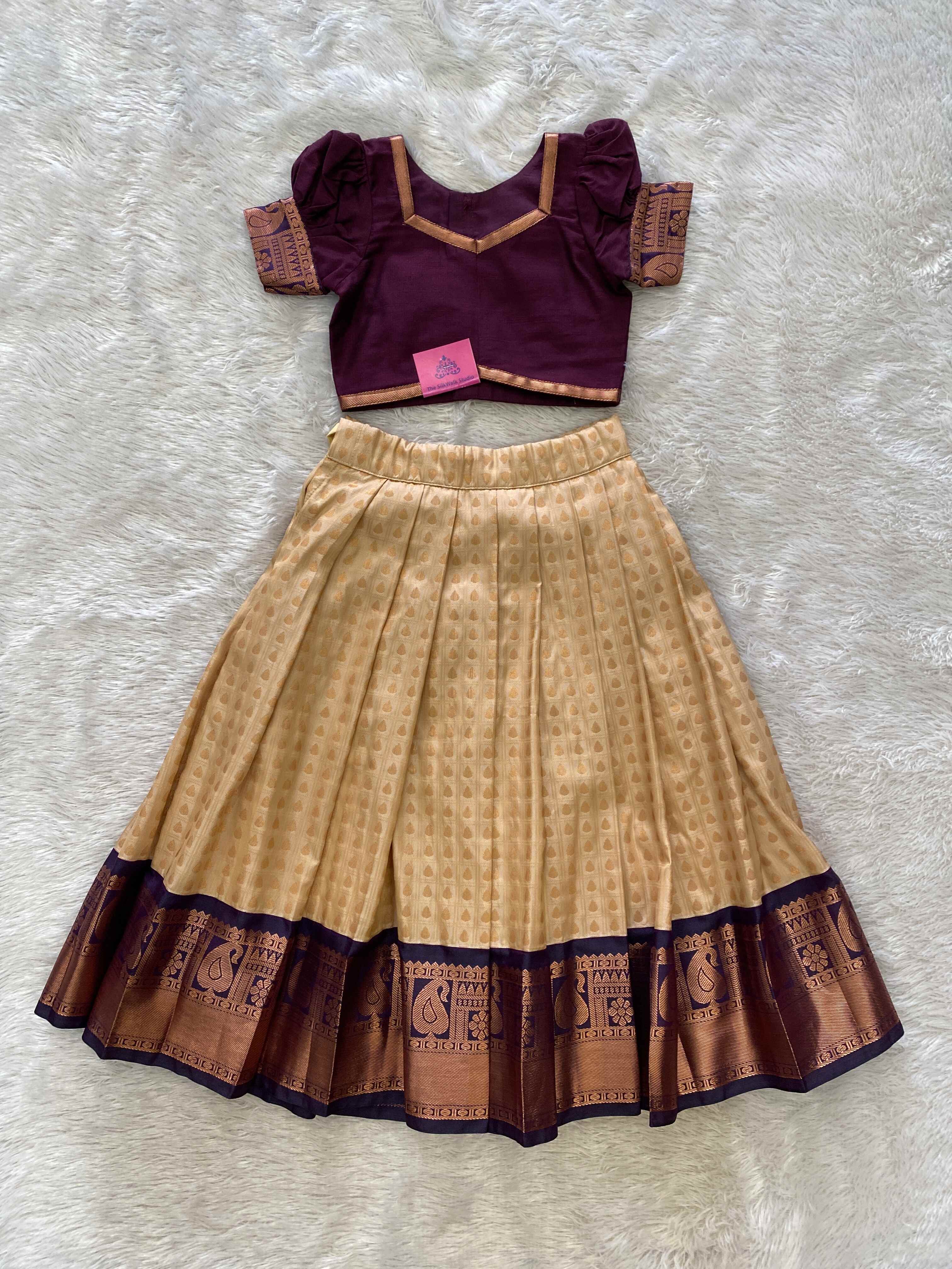 Panchali - Customised Traditonal Lehenga Set (Beige and Dark Purple) That6