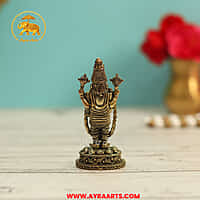 Premium Brass Tirupati Balaji Venkateswara Srinivasa Govinda Perumal Murti Pooja Idol - 3 Inch Height