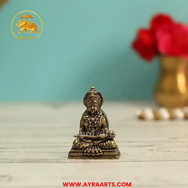 Premium Brass Annapoorneshwari Devi Annapurna Maa Mata Murti Pooja Idol - 2 Inch Height