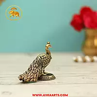 Premium Brass Peacock Mor Mayur Decor Showpiece for Home Temple and Gifting Purpose - 2 Inch Height