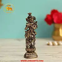 Premium Brass Krishna Murti Kanhaiya Govinda Gopala Vasudeva Pooja Idol Home Decor - 4 Inch Height