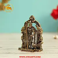 Premium Brass Kumara Swami Murugan Subramanya Kartikeya Skanda With Prabhavali Arch - 2 Inch Height