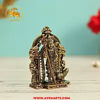 Premium Brass Kumara Swami Murugan Subramanya Kartikeya Skanda With Prabhavali Arch - 2 Inch Height