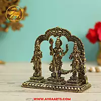 Premium Brass Kumara Swami Murugan Valli Devasena Subramanya With Prabhavali Arch - 4 Inch Height