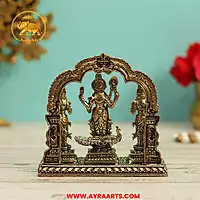 Premium Brass Kumara Swami Murugan Valli Devasena Subramanya With Prabhavali Arch - 4 Inch Height